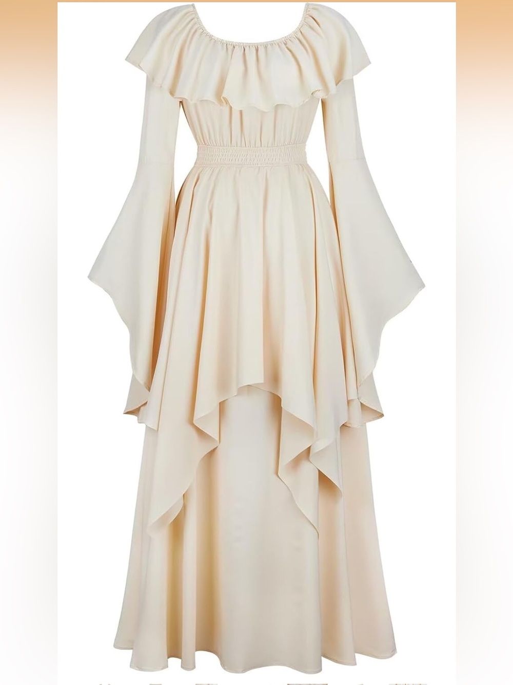 Elegant Cream Off-the-Shoulder Ruffle Maxi Dress